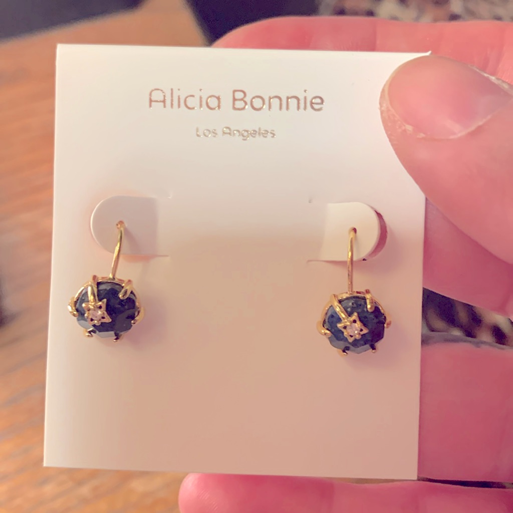 Alicia Bonnie Gem Star Gold Blue Lapis Drop Earrings Brand New